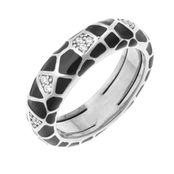 Bague ajustable en argent rhodié, oxydes de zirconium et laque