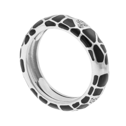 Bague ajustable en argent rhodié, oxydes de zirconium et laque