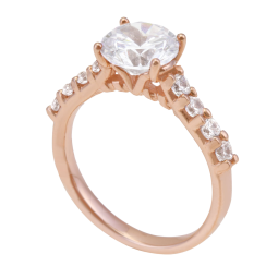 Bague en bronze plaqué or rose et oxydes de zirconium