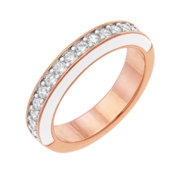 Bague en bronze plaqué or rose, laque et oxydes de zirconium