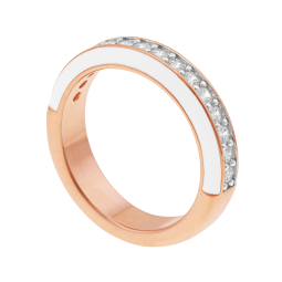 Bague en bronze plaqué or rose, laque et oxydes de zirconium