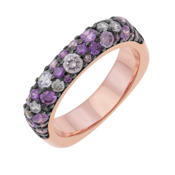 Bague en bronze plaqué or rose et oxydes de zirconium