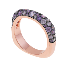 Bague en bronze plaqué or rose et oxydes de zirconium