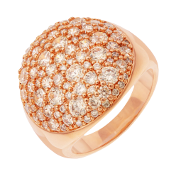 Bague en bronze plaqué or rose et oxydes de zirconium