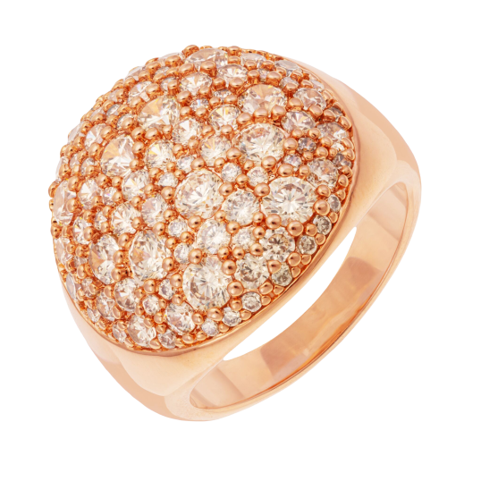 Bague en bronze plaqué or rose et oxydes de zirconium