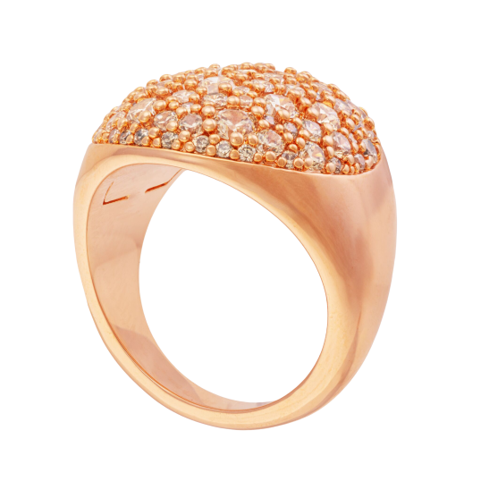 Bague en bronze plaqué or rose et oxydes de zirconium