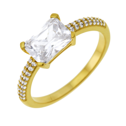 Bague en argent doré et oxydes de zirconium