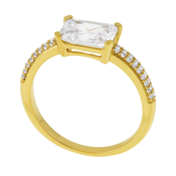 Bague en argent doré et oxydes de zirconium