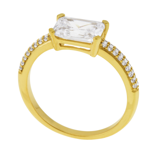 Bague en argent doré et oxydes de zirconium