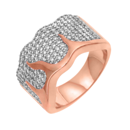 Bague en argent rhodié et doré rose, oxydes de zirconium