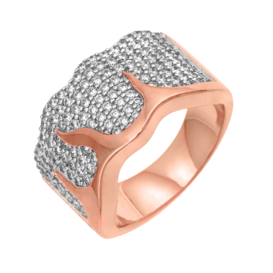 Bague en argent rhodié et doré rose, oxydes de zirconium