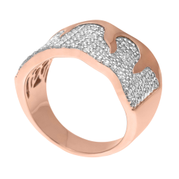 Bague en argent rhodié et doré rose, oxydes de zirconium