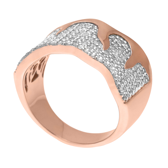 Bague en argent rhodié et doré rose, oxydes de zirconium