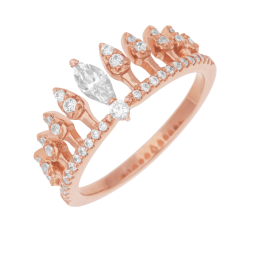 Bague en argent doré rose et oxydes de zirconium