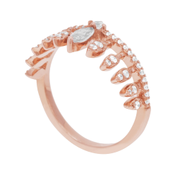 Bague en argent doré rose et oxydes de zirconium