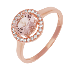 Bague en argent doré rose et oxydes rose et blancs