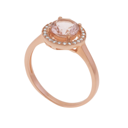 Bague en argent doré rose et oxydes rose et blancs