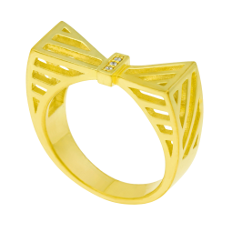 Bague en argent doré et oxydes de zirconium