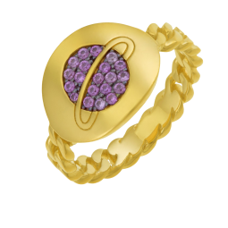 Bague en argent doré et oxydes de zirconium, planète