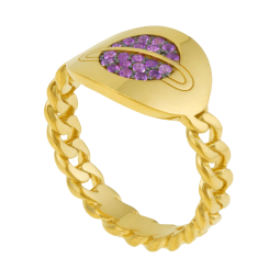 Bague en argent doré et oxydes de zirconium, planète