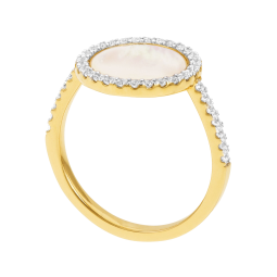 Bague en argent doré, nacre et oxydes de zirconium 
