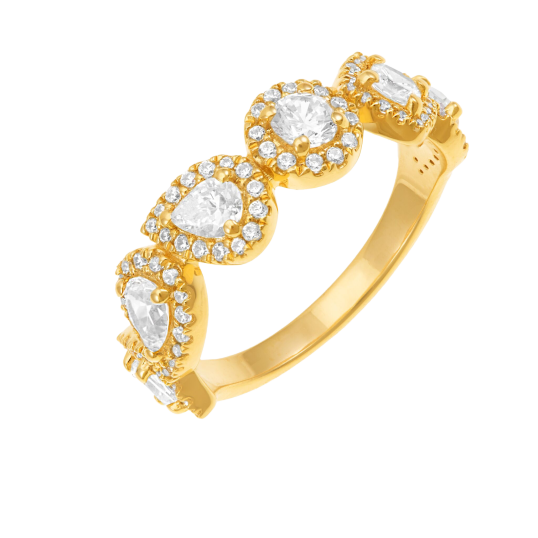 Bague en argent doré et oxydes de zirconium