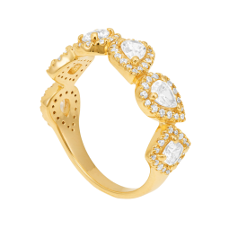 Bague en argent doré et oxydes de zirconium