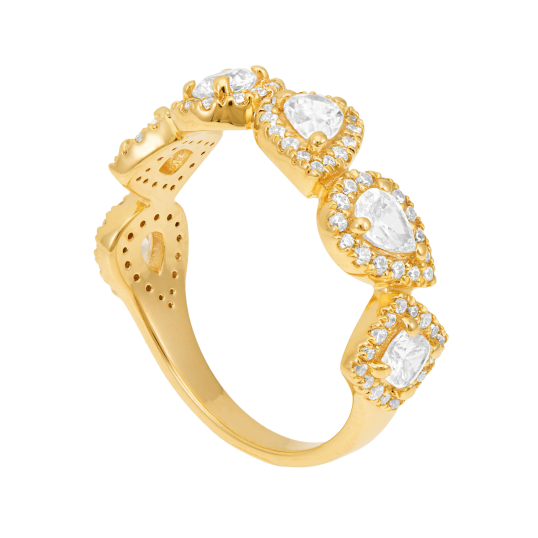 Bague en argent doré et oxydes de zirconium