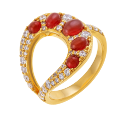 Bague en argent doré, grenats et oxydes de zirconium