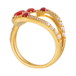 Bague en argent doré, grenats et oxydes de zirconium