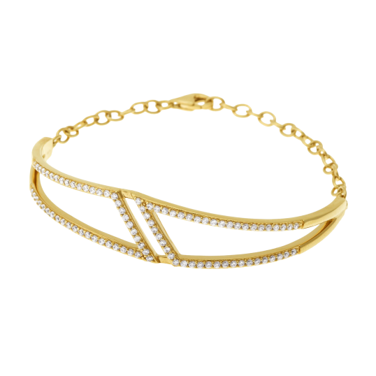 Bracelet en plaqué or, oxydes de zirconium