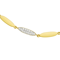 Bracelet plaqué or et rhodié, oxydes de zirconiium