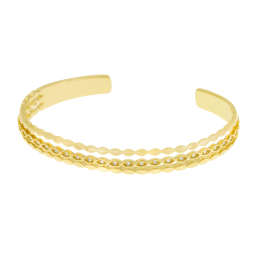 Bracelet jonc en plaqué or et oxydes de zirconium