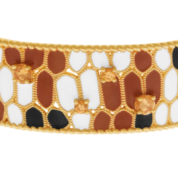 Bracelet jonc en plaqué or, laque et oxydes de zirconium