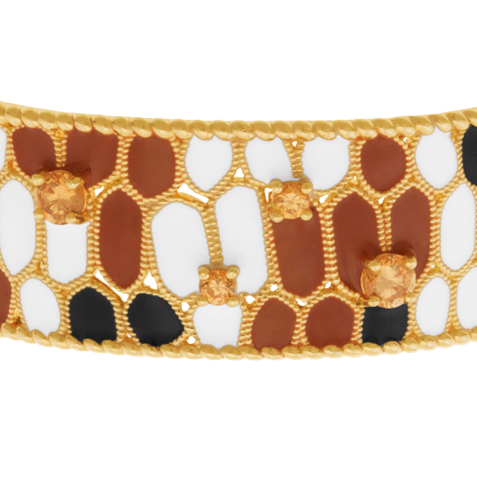 Bracelet jonc en plaqué or, laque et oxydes de zirconium