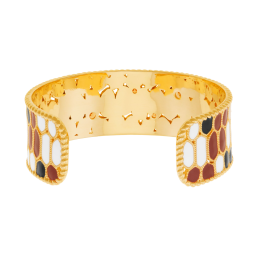 Bracelet jonc en plaqué or, laque et oxydes de zirconium