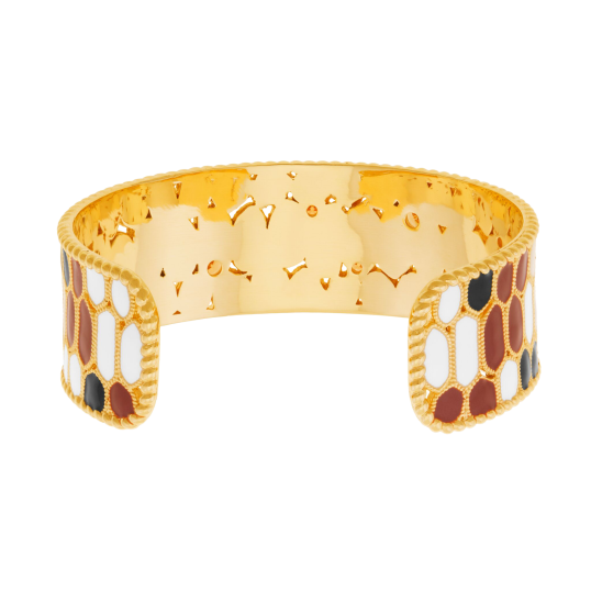 Bracelet jonc en plaqué or, laque et oxydes de zirconium