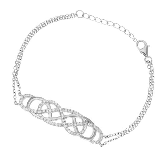 Bracelet en argent rhodié et oxydes de zirconium