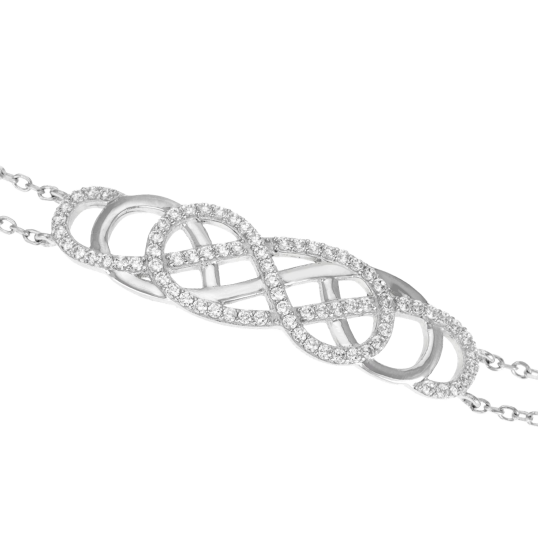 Bracelet en argent rhodié et oxydes de zirconium