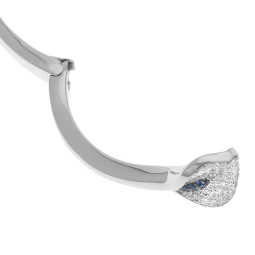 Bracelet jonc en argent rhodié, oxydes de zirconium bleus et blancs