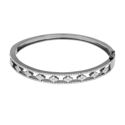 Bracelet jonc en argent rhodié anthracite, oxydes de zirconium
