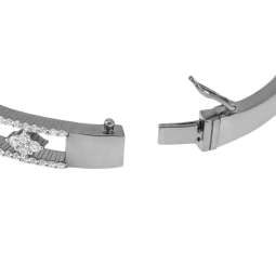 Bracelet jonc en argent rhodié anthracite, oxydes de zirconium
