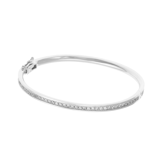 Bracelet jonc en argent rhodié, oxydes de zirconium