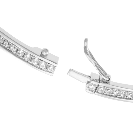 Bracelet jonc en argent rhodié, oxydes de zirconium