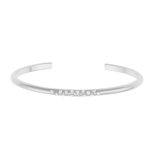Bracelet jonc en argent rhodié et oxydes de zirconium