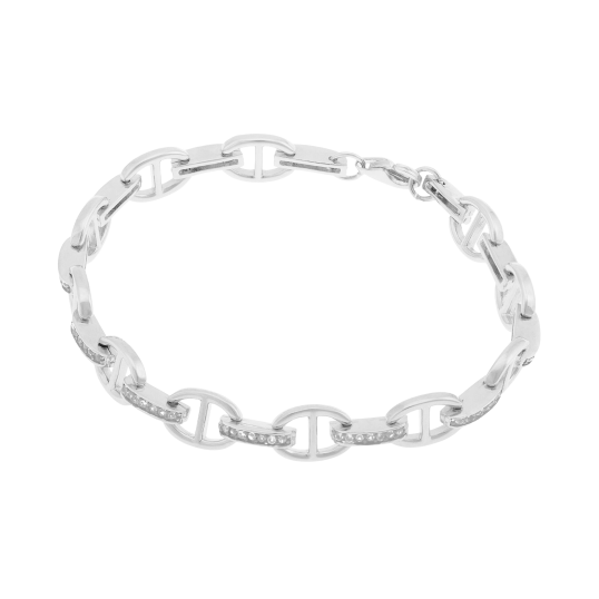 Bracelet en argent rhodié et oxydes de zirconium