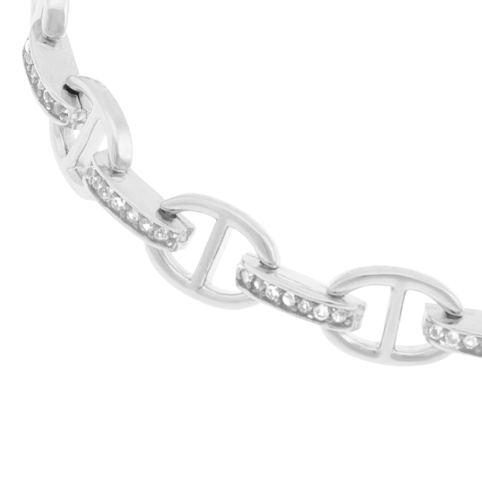 Bracelet en argent rhodié et oxydes de zirconium