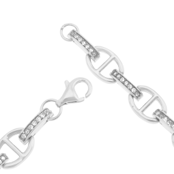 Bracelet en argent rhodié et oxydes de zirconium