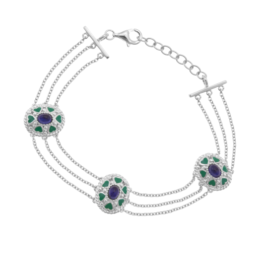 Bracelet en argent rhodié, verre et laque Bracelet en argent rhodié, verre et laque