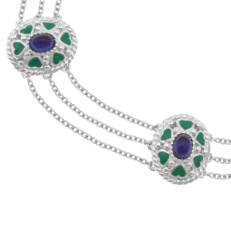 Bracelet en argent rhodié, verre et laque